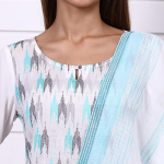 Women's White Geometric Printed Kurta