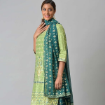 Green Foil Printed Kurta